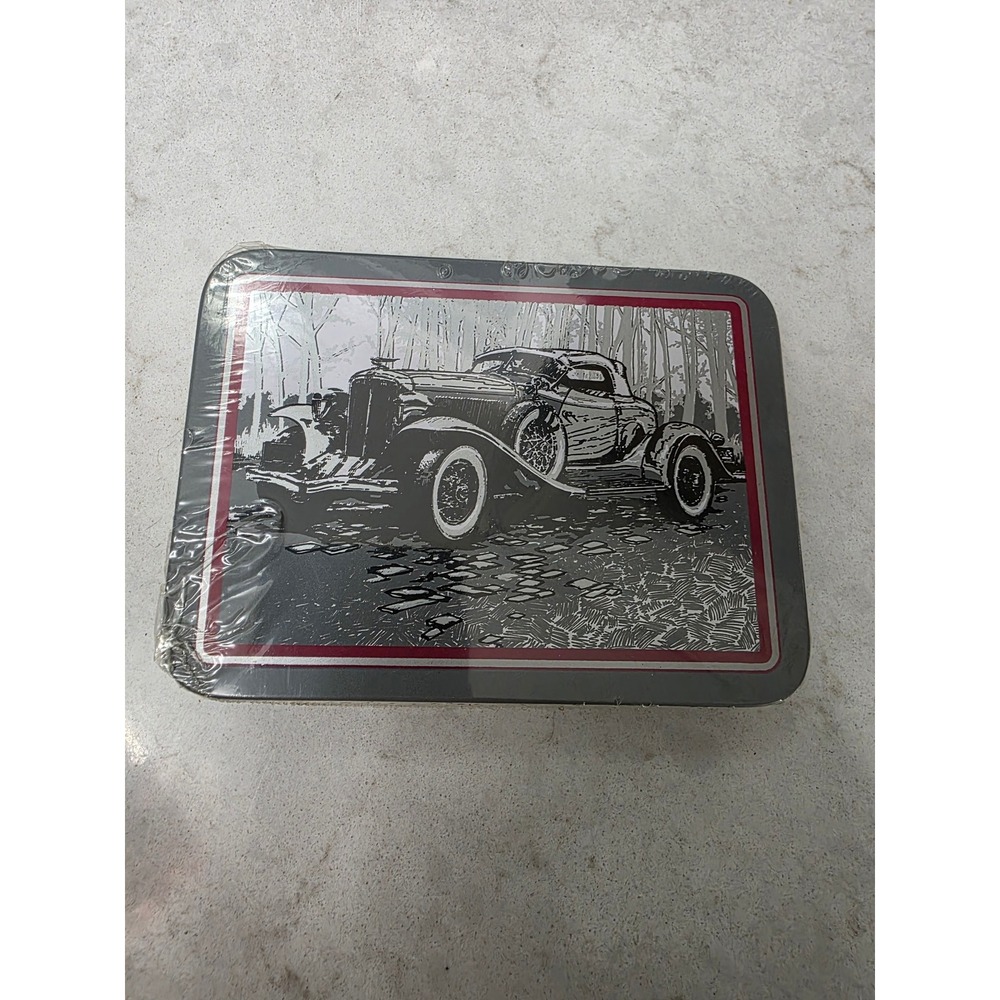 Vintage Enesco Classic Car Coaster Set in Collector Tin Sealed Deadstock Retro